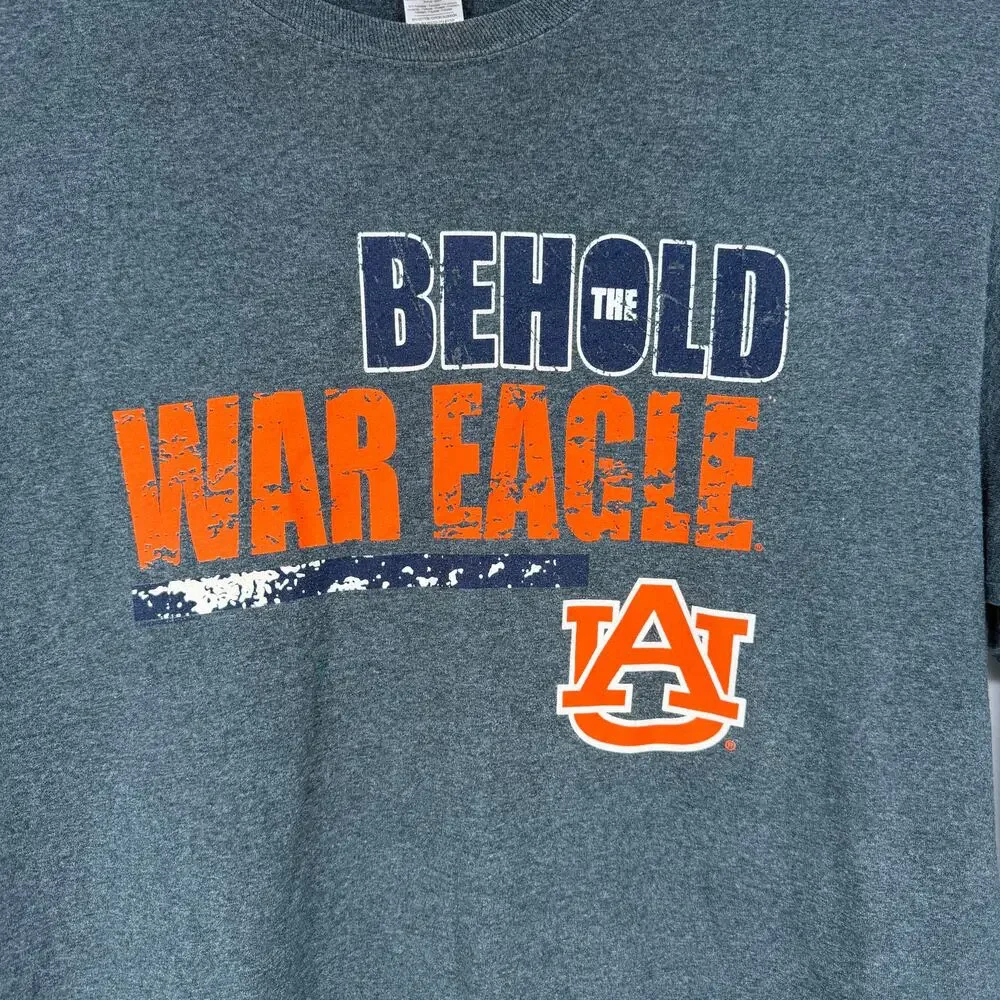 Vintage Auburn Tigers War Eagle Long Sleeve Size XL T-Shirt Gray/Orange Graphics